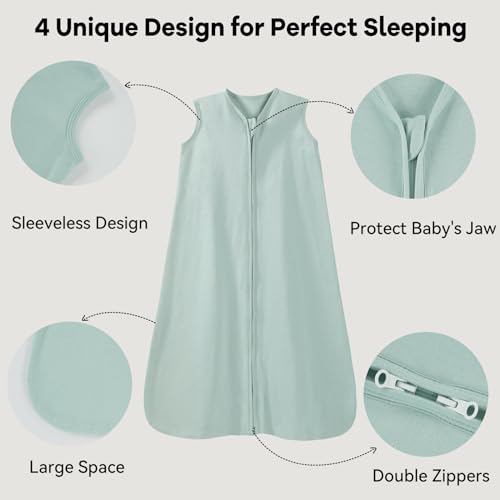 Image of Baby Sleep Sack 12-18 Months 0.5 Tog Wearable Blanket Baby, 3 Pack 100% Cotton Lightweight Sleeping Sack with 2-Way Zipper for Infant Toddler Excavator
