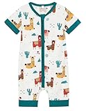 BambooBud Baby Boys Girls Rompers Unisex Jumpsuits Zippered Infant Sleep Play Romper Viscose from Bamboo Pajamas, Alpaca, 3-6 Months
