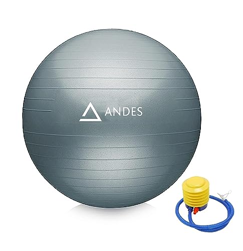 Andes. Pelota de Gimnasia, Fitness, Yoga, Pilates, Fitball para Ejercicios y Embarazos, Bola para Sentarse, Balón Muy Resistente, Hinchador Inlcuido. (75 cm diámetro )