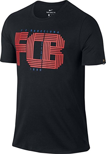 Nike FCB m NK Tee Squad T-Shirt à Manches Courtes FC Barcelona, Homme S Noir (Black)