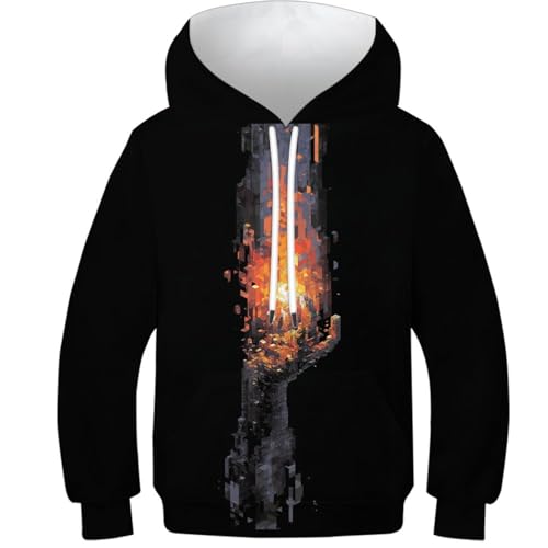Sweat-shirt ado imprimé 3D flammeux pour le collège et le skate