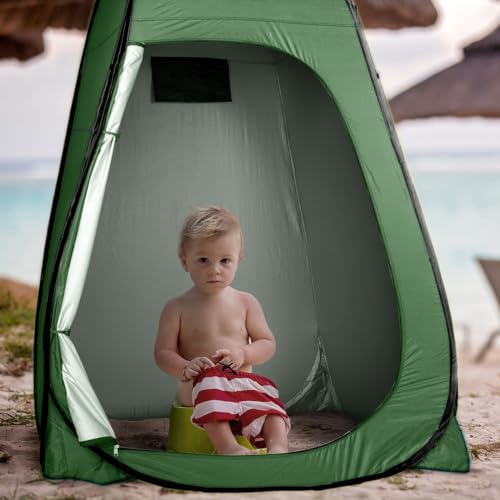 Image of ropoda Pop Up Tent 83 inch x 48 inch x 48 inch Upgrade Privacy Tent, Porta-Potty Changing Portable Changing Room Includes 1 Removable Bottom,8 Stakes,1Removable Rain Cover,1 Carrying Bag