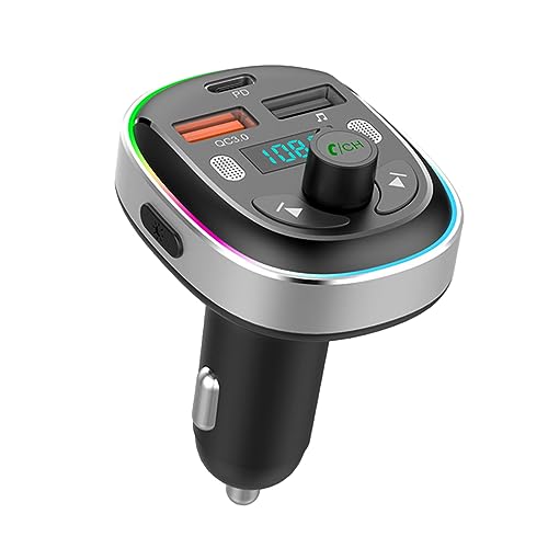 Bluetooth V5.3 FM Aux Transmitter Receiver Car Adapter, Car Quick Charger Universal, Radio Hands Free Kit MP3 Player QC3.0 & PD 30W Wireless in-Car 2 USB Ports Handsfree Calls Charging