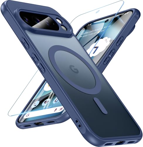 Coque Pixel 10 Pro XL Magsafe bleue mate avec protection d'écran intégrée