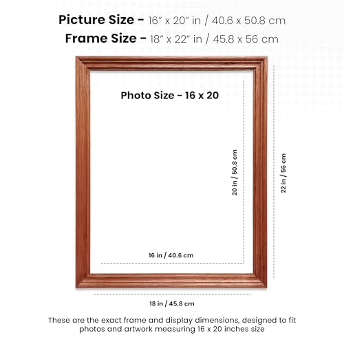 Image of Handmade Wooden Rectangular Photo Frame, 16 x 20 inch Display for Artworks, Pictures and Photos of Your Loved Ones, Best for Home, Office, Wall Decor, Living Room, Bedroom, Warm Walnut