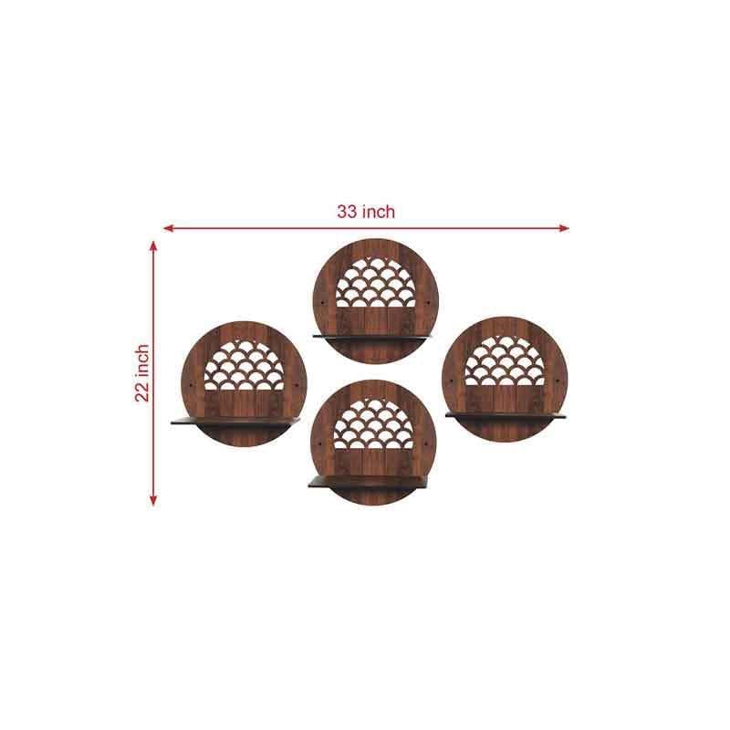 Rellon Industries Wall Mounted Shelf for Living Room Stylish MDF Floating Shelf, Freestanding for Living Room, Bedroom, Kitchen - Easy Assembly, Set of 4((Round Shelf) 3