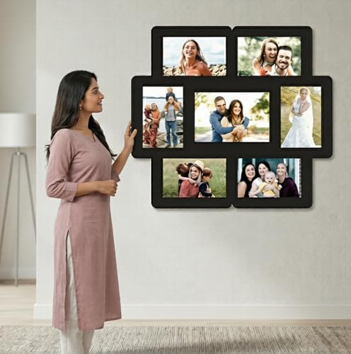 Image of Creative Arts n Frames One Piece Joint less Wooden Multi Picture Collage Photo Frame Home Decor Items Wall Decoration for living room Gift (Same7 16.5x17.5 inch 7 Photos Picture Frame)