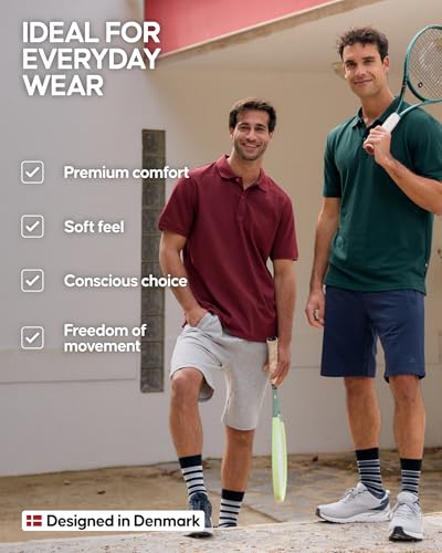 DANISH ENDURANCE Men's Polo Shirt, Organic Cotton, Short Sleeve, Classic, Golf, 1 and 2 Pack3