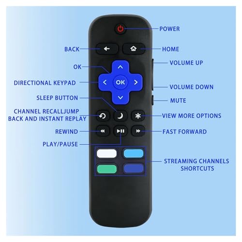 Télécommande de remplacement Roku noire lot de 2 accessoires pour Smart TV