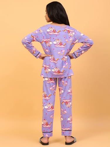 Image of Ninos Dreams Cotton Girls Full Sleeves Coord Set ! Night Suit for Girls ! Tshirt with Jogger Set