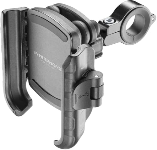 INTERPHONE SMCRAB24PRO – Soporte Universal para Smartphone con antivibración Pro para Moto – Aluminio – Orientable a 360 Grados para Manillar Redondo de diámetro 16/30 mm