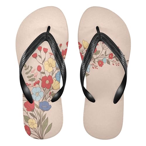 Burbuja Floral Design Flip Flops for Women Men, Soft Thong Sandals Rubber Slippers for Pool Beach Essentials