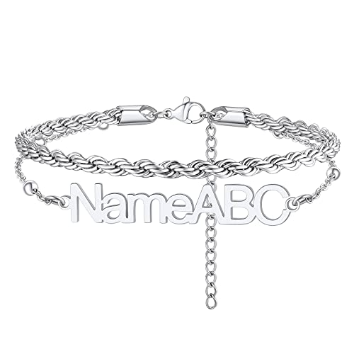 Findchic Stainless Steel Rope Chain Ankle Bracelet For Women Layered Custom Name Anklet Foot Link 8.5'' #TOP24