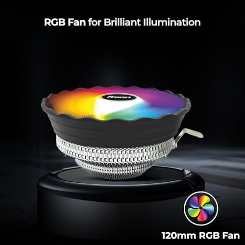 Image of Foxin FCF 002 CPU Cooling Fan with Rainbow LED | CPU Cooler 120mm RGB Fan | Hydramatic Bearing | 1500 RPM & Airflow 48 CFM | 3-Pin | Compatible with Intel LGA1700 /115X /1200 & AMD AM2 /AM3 /AM4 /AM5