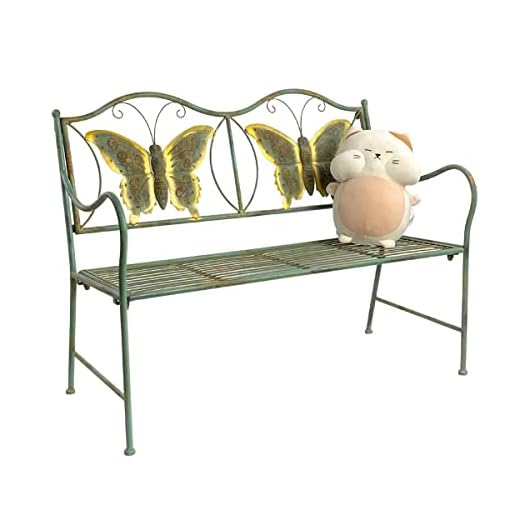 Westcharm Children's Metal Butterfly Bench | Plant Stand | Garden Décor for Outdoor Yard Garden - Decorative Kids Park Bench with Butterflies (32" L x 15" D x 26.5" H)