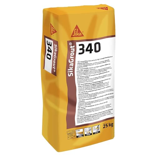 Sika - grout cementoso de altas prestaciones - SikaGrout 340 gris - relleno de huecos y anclajes - hormigón y mortero - autonivelante y bombeable - 25 kg
