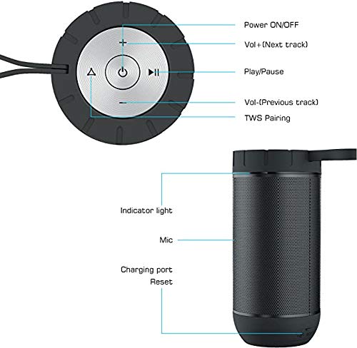COMISO veekindlad Bluetooth-kõlarid, kaasaskantavad juhtmevabad kõlarid 20-tunnise mänguajaga, suurepärase heliga telkimiseks, rannaks, sportimiseks, basseinipeoks ja duši all kasutamiseks._voghion.com
