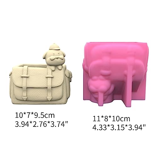 Moule en silicone pour pot de fleurs chien sac à dos et mini statue - 4