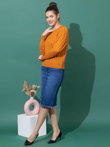 Image of Women's Cable Knit Woolen Pullover | Full Sleeve Round Neck Winterwear | Soft & Stylish Warm Sweater for Girls & Ladies