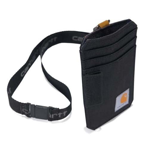 Carhartt Standard Ausweishalter aus Segeltuch, wasserabweisend, mit reflektierendem Schlüsselband, Nylon-Ente (Schwarz), Einheitsgröße
