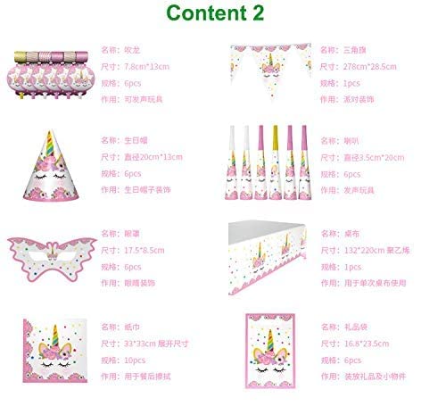 90pcs/set Pink Unicorn Theme Party Disposable Tableware Set Decoration Supplies Banner Hats Mask Tablecloth Plates Bowouts Dcoration Paper for Children Kids Favor Birthday Decoration Props
