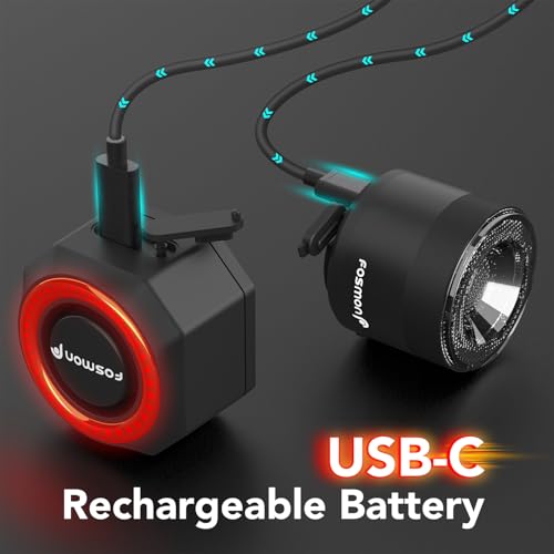 Fosmon System alarmowy do roweru z pilotem zdalnego sterowania – ochrona przed kradzieżą 110 dB – przednie i tylne światło – do rowerów elektrycznych, motocykli, skuterów elektrycznych, alarmów do