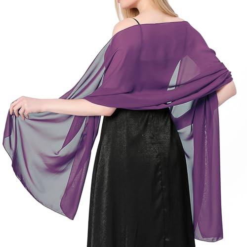Lifwimner Châle Femme Foulard Etole Mariage en Mousseline De Soie Long (Violet Foncé)