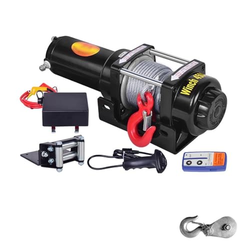 Image of Portable Small Electric Hoist, Electric Vehicle-Mounted Crane Winch, Off-Road Vehicle Self-Rescue Winch (4500 Lbs Dual Switch)