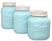 Sparrow Decor Mason Jar Kitchen Canister Set - Set of 3 Kitchen Canisters - Large, Round Ceramic Sets for Vintage, Rustic, or Farmhouse Look - Storage for Flour, Sugar, Tea, Coffee and More (Blue)