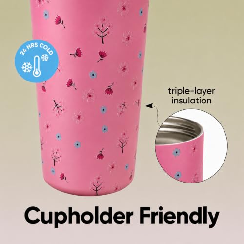 Image of HomeCloud 900ML Stainless Steel Water Bottle - Double-Wall Vacuum Insulated, Leakproof Straw Lid, BPA-Free Reusable Travel Flask with Two-Way Spout for Gym, Office & Outdoor Use (Pink Cherry)