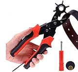 Leather Hole Puncher Professional Revolving Punch Plier Tool for Belt, Saddle, Watches Strap,...