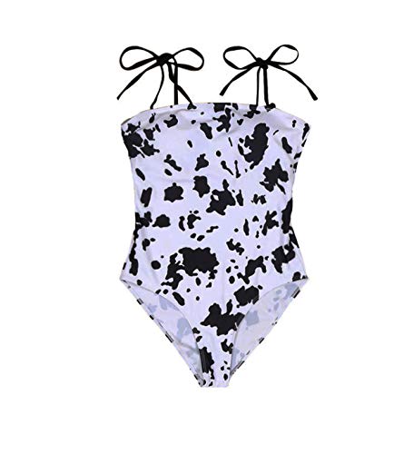 Damen Badeanzug mit Kuh-Aufdruck, Einteiler, Bikini-Set, Badeanzug, U-Ausschnitt, hohe Taille, Badeanzüge, Rave Festival - mehrfarbig - Large Cover
