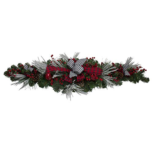 Northlight Houndstooth Bows and Berries Artificial Christmas Swag Unlit, 52