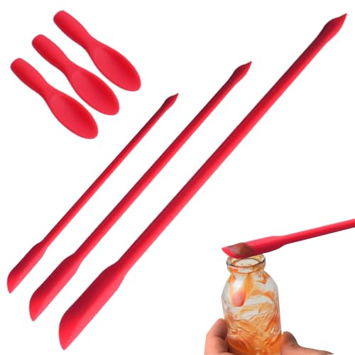 Silikon-Spatel-Set – langlebiges Mini-Schaber-Werkzeug, wiederverwendbares dünnes Glasutensilien; Make-up-Applikator-Stick, Beauty-Behälterreiniger, tragbares Küchenzubehör, kompaktes Kochgerät