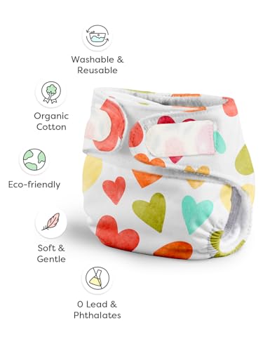 Image of superbottoms Newborn Uno Cloth Diaper - Reusable And Washable Cloth Diaper For Newborn Babies From 0-3 Months(0-7 Kg)|Softest And Safest Cloth Diapers With Dry Feel Magic Pad(Baby Hearts),2 Count