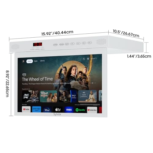 SYLVOX Küchenfernseher, 15,6 Zoll (39,6 cm), kleiner Smart-TV für die Küche, 1080P, Unterschrank-TV, kompatibel mit Google, gedreht und gefaltet, unterstützt DC/AC-Netzteil, kleiner Fernseher für – Bild 4