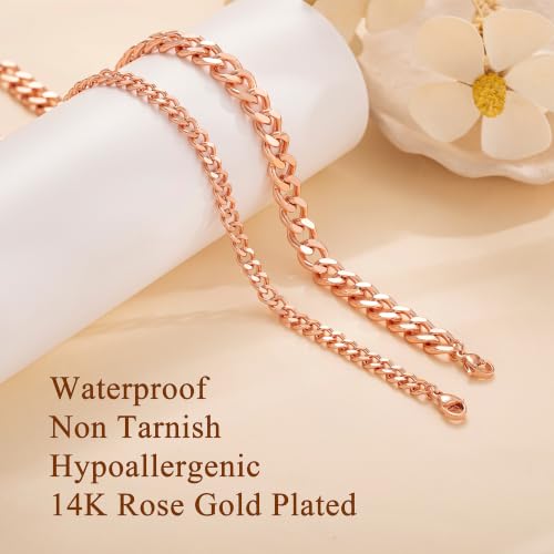 Image of Tewiky Chunky Ankle Bracelets for Women,Dainty Layered Waterproof Anklet for Women Adjustable Cuban Set Stackable Cute Summer Beach Jewelry Gift