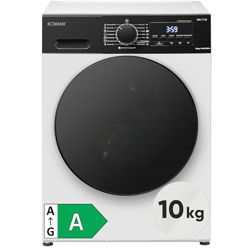 Bomann Waschmaschine 10kg | 5 Jahre Motor-Garantie | Invertermotor - effizient, leise & langlebig | inkl. Aqua-Stop | max. 1400 U/min | 15 Programme | LED-Display | Washing Machine | WA 7112 weiß