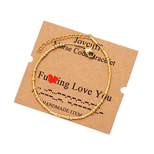 Image of JoycuFF Inspirational Morse Code Bracelets for Women Silver Beads Jewelry Encouragement Mantra Gifts for Her