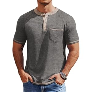 COOFANDY Mens Henley Shirts Short Sleeve Casual Button T-Shirts Basic Tee Shirts Summer Vintage T Shirts with Pocket