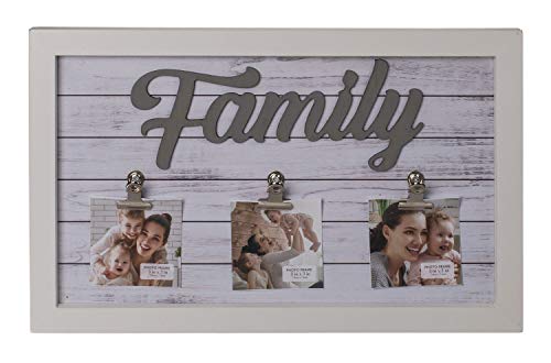 Out of the blue Artículo de decoración/Marco de Fotos Familia con 3 portaclips/Dimensiones: 41,5 x 25,5 cm