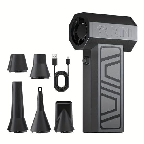 冷却ターボジェットファン - 4000mAhワイヤレスハンドヘルドパワフルファン、USB-C充電付き | キャンプ、除雪、除塵用の高速ポータブルエアブロワー | 男性/夫への父の日ギフト