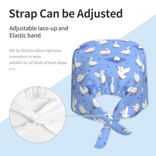 Image of Working Cap Scrub Cap with Sweatband Adjustable Unisex Women Tie Back Hat Nurse Surgical Caps