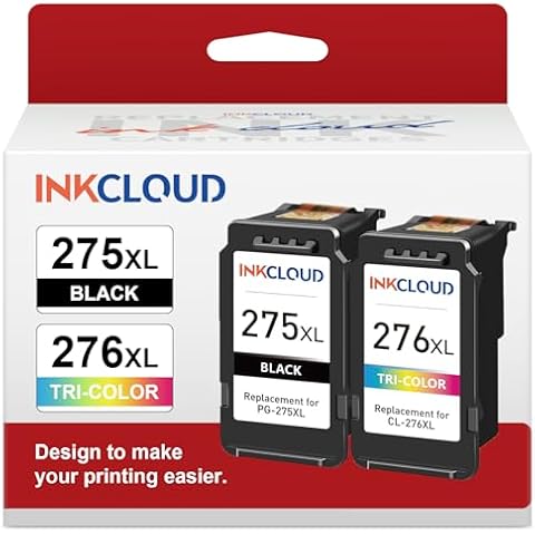 INKCLOUD Compatible Ink Cartridges Replacement for Canon 275XL and 276XL Printer Ink Combo for Canon PIXMA TS3520 TS3522 TS3500 TR4720 TR4722 TR4700 Printer(Black Color, 2 Pack) Cover