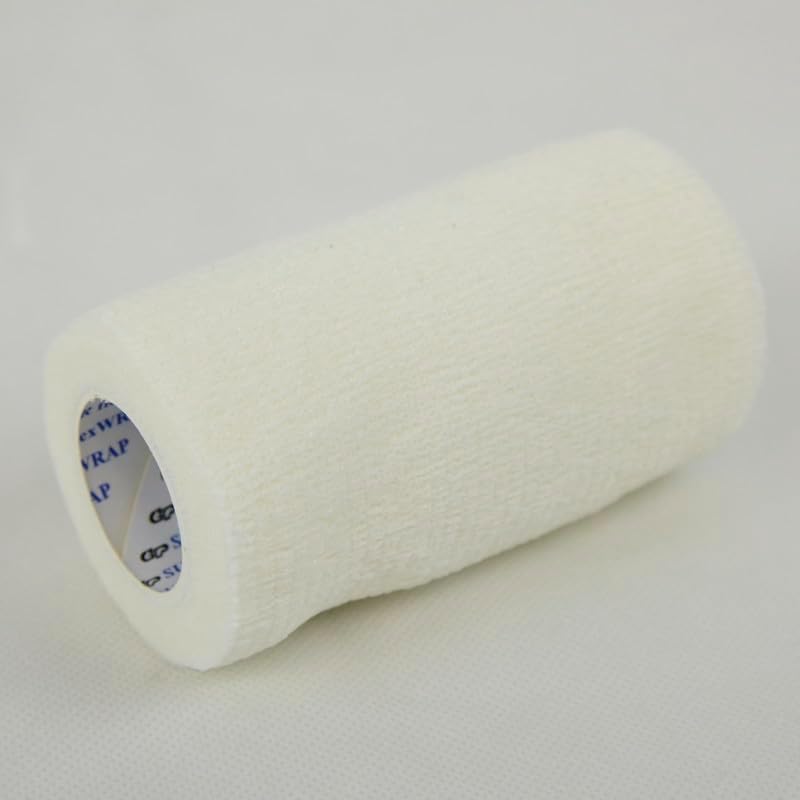 SU-PER flexWRAP 12 Rolls Self Adhesive Bandages – Strong, Cohesive, Flexible, First Aid Bandages – for Wound Dressings & Horse Leg Wraps – 4″ x 5 Yards, White