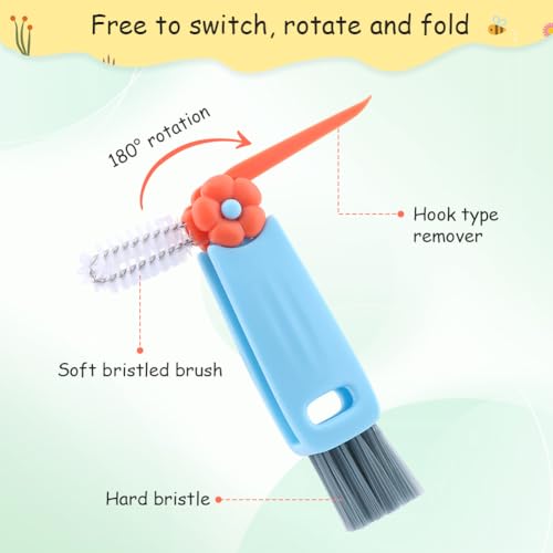Image of 6pack Cleaner Brush Set, 3 in 1 Cup Lid Cleaning Brush and 7.6inch Straw Brush Crevice Cleaning Brush for Water Bottle Gap Lid(2style /6pcs)