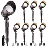 LEONLITE 5W LED Outdoor Landscape Light, Adjustable Pathway Lighting, IP65 Waterproof, ETL Listed, 3000K Warm White, Aluminum Housing, for Driveway/Yard/Lawn/Garden, 5 Years Warranty, Pack of 8