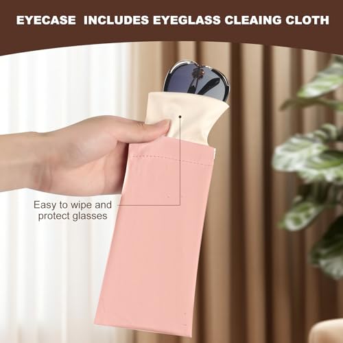 Image of Anikathy 2Pcs Sunglass Eyeglass Glasses Case Soft PU Leather with Cleaning Cloth Portable Glasses Pouch Bag for Men Women