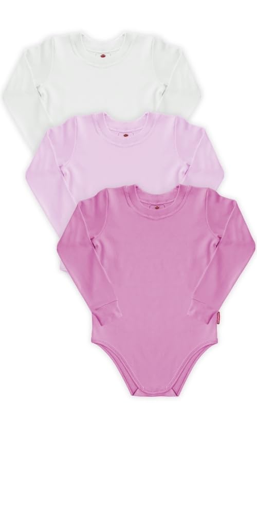3er Pack Kinder Langarmbody Baumwolle Jungen Mädchen Bündchen