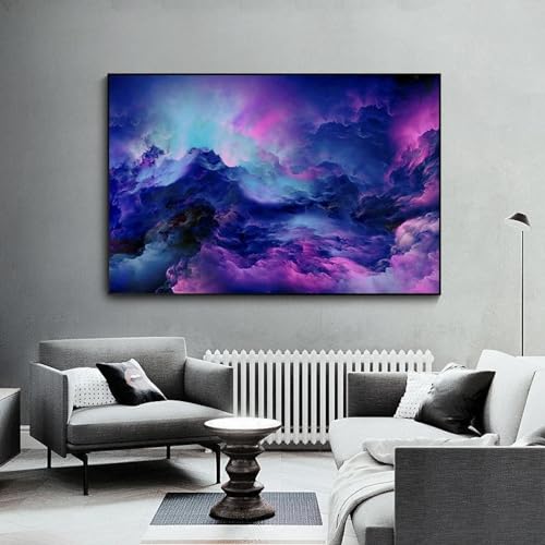 Toile affiche violet paysage abstrait pour decorer un salon moderne et chaleureux